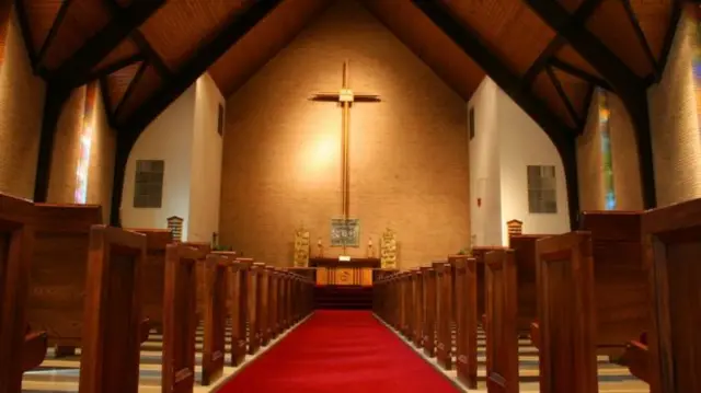 The inside of a church