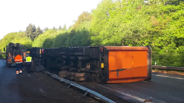 Overturned lorry