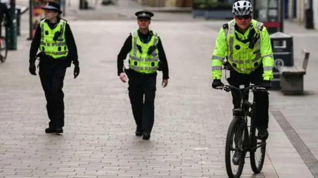 Police patrolling the streets