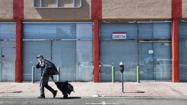 Shops with shutters down