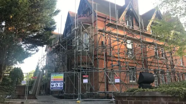 Scaffolding around Highbury Hall