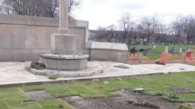 Damage at Harehills Cemetery in Leeds