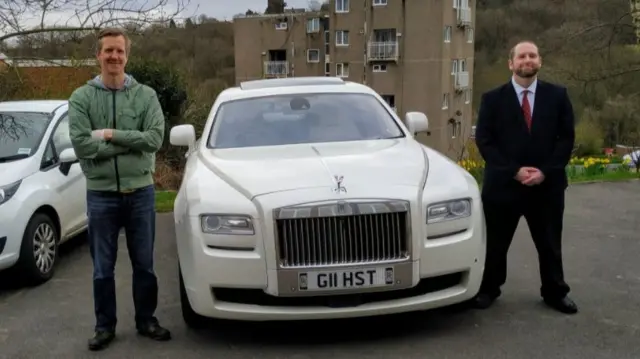 Councillor Paul Turpin and John Beaumont from American Pie Limousines