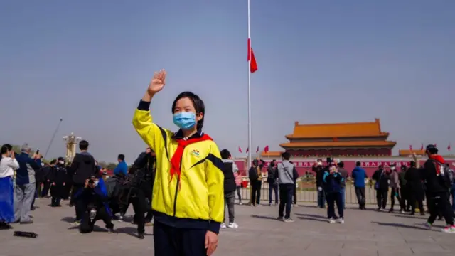 Flag in Tiananmen Square flies at half-mast in remembrance of people who died of coronavirus in China