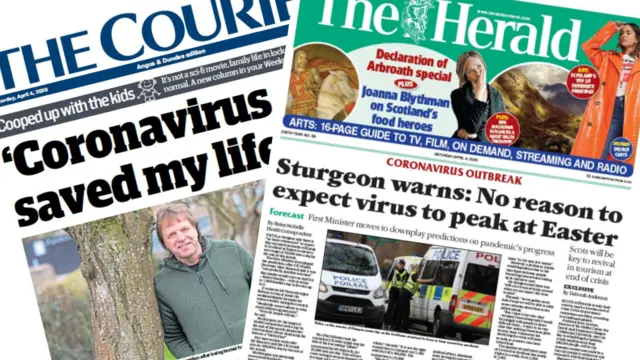 The front pages of Saturday's newspapers