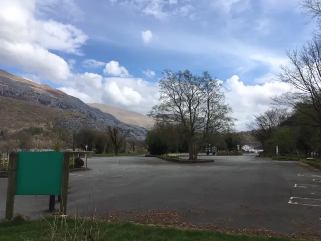 An empty carpark in Llanberis