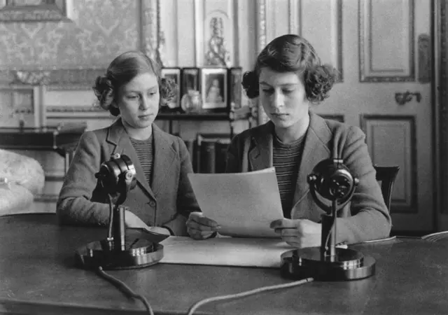 The Queen, right, and Princess Margaret