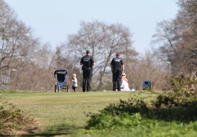 Families picnicking are being moved on by police in Epsom Downs, Surrey