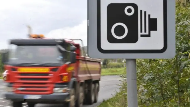 A speed camera sign