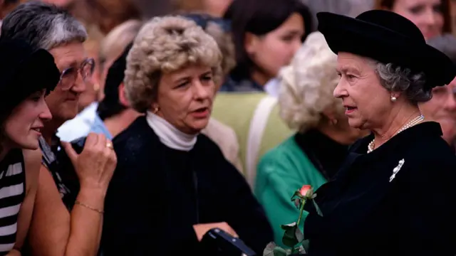 Queen Elizabeth II at Princess Diana's funeral