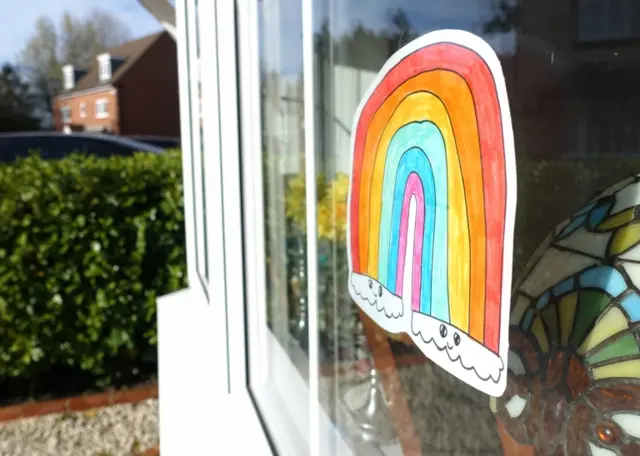 A rainbow in a window