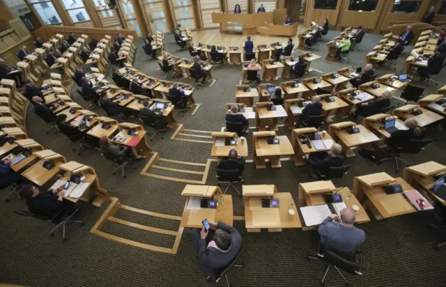 The Scottish Parliament sitting at Holyrood