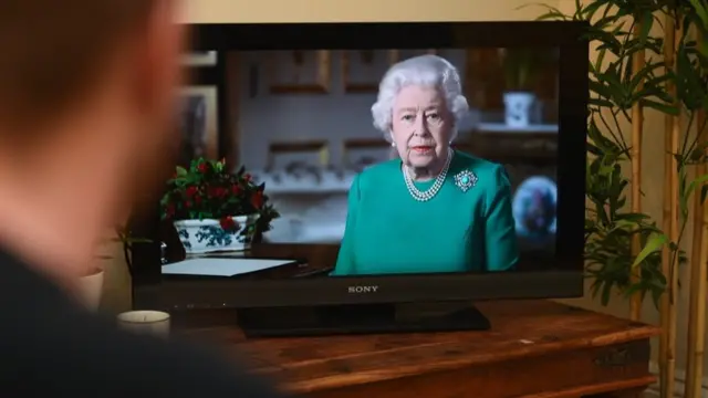 A man watches the Queen's speech