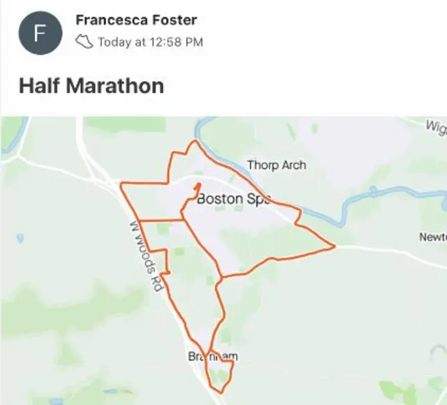 Map of half marathon