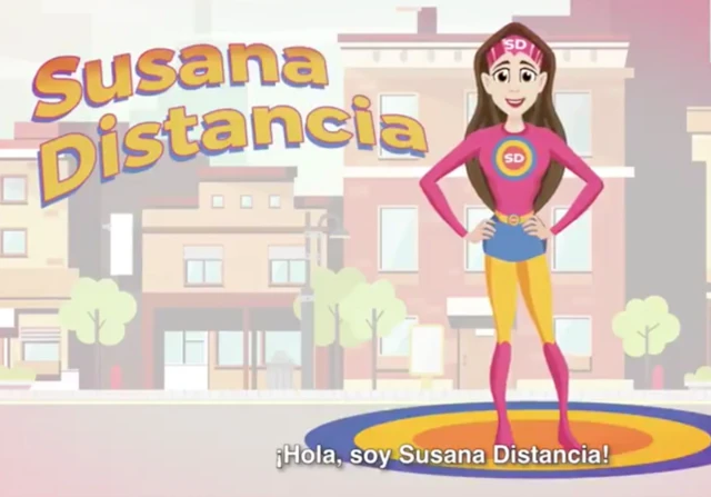 Susana Distancia's superpower is extending her arms 1.5m to create a bubble protecting herself and others from infection