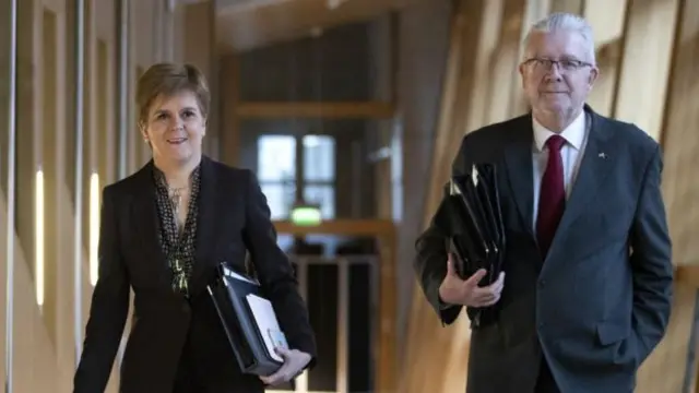 Constitution Secretary Mike Russell with Nicola Sturgeon