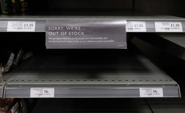 Empty flour shelves