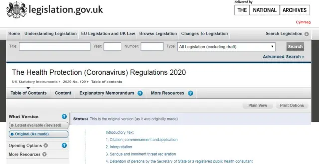 Health Protection (Coronavirus) Regulations 2020