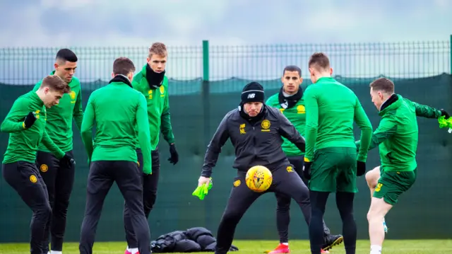 Celtic players in training