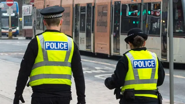 Police officers on the streets of Glasgow