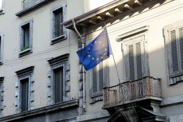 An EU flag flying in Italy