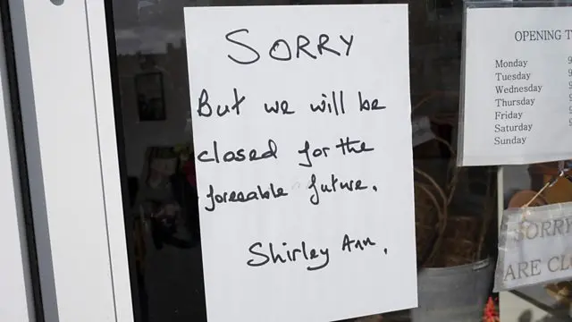 Paper sign on small business window