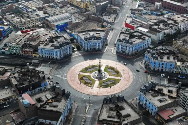 Aerial picture taken from an Army helicopter on April 5, 2020, during an inspection flight over Lima