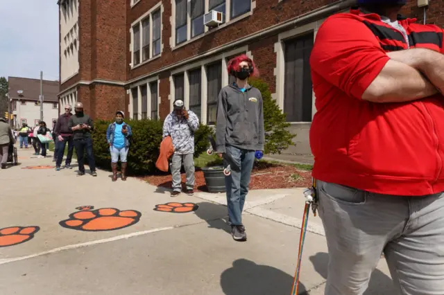 Voters queued for up to two hours to vote in parts of Wisconsin