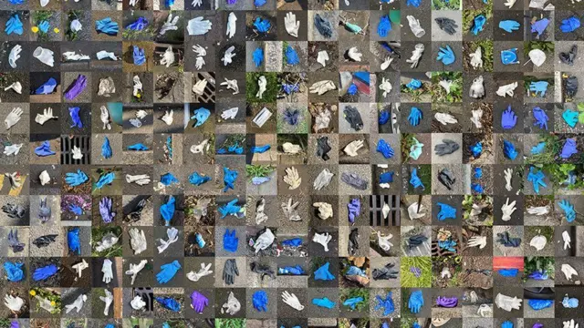 Composite of discarded gloves