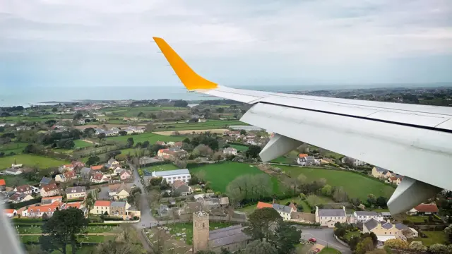 View over Guernsey from the jet
