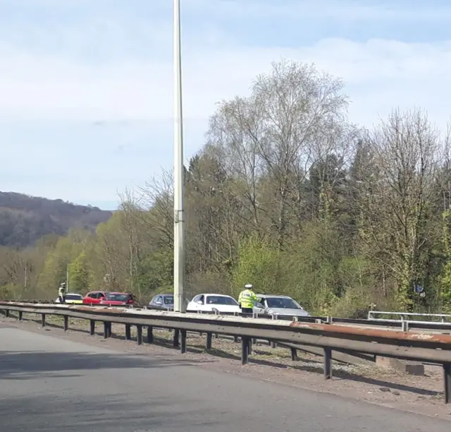 Police stopping drivers on A470