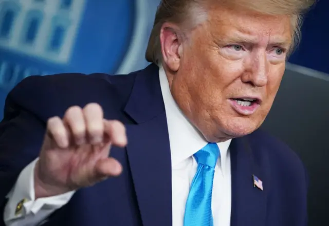 US President Donald Trump speaks during the daily briefing on the novel coronavirus, COVID-19, in the Brady Briefing Room at the White House on 7 April 7, 2020