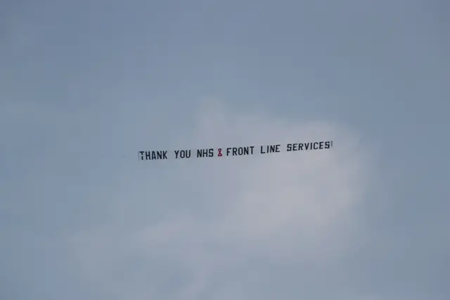 Plane banner thanking NHS staff