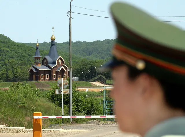 A border guard in Suifenhe