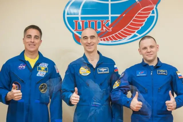 NASA astronaut Chris Cassidy and Russian cosmonauts Anatoly Ivanishin and Ivan Vagner