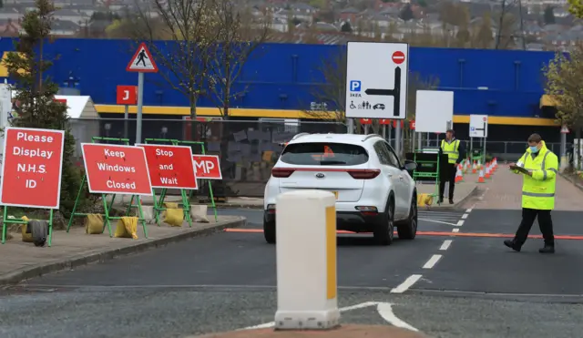 Testing centre in Ikea car park