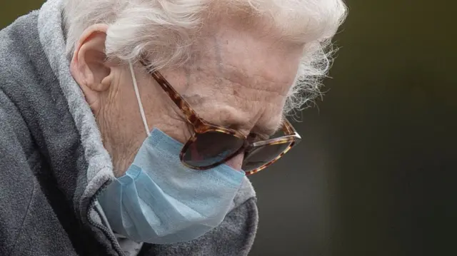 Woman wearing face mask