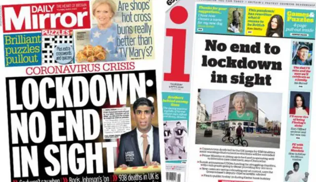 Composite of Daily Mirror and i front pages on Thursday