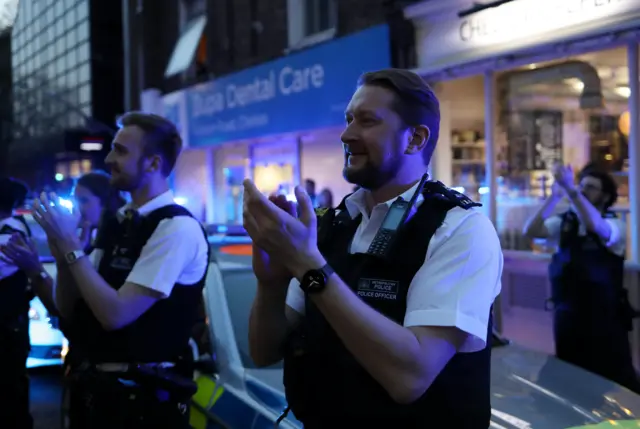 Police celebrating Clap for Carers