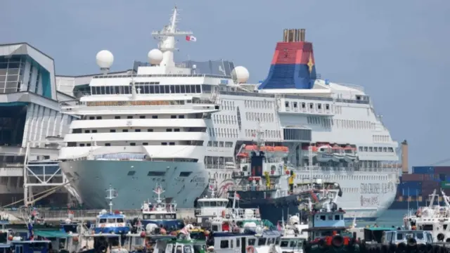 Cruise ship docked at port