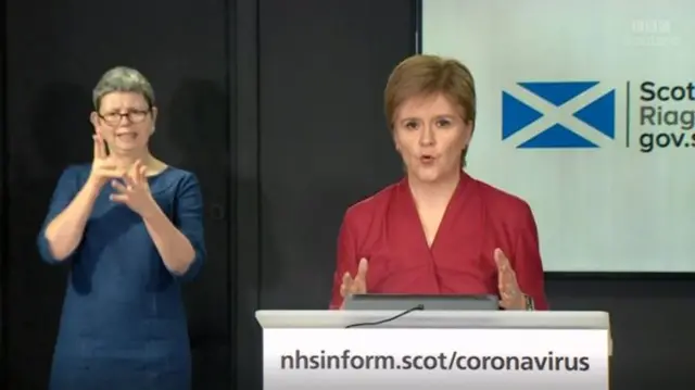 Nicola Sturgeon speaking at a press conference