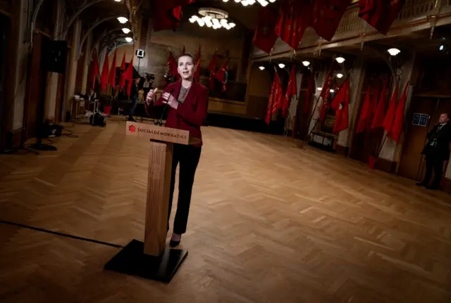 Mette Frederiksen presents her May Day speech live on Facebook, broadcast live from the Workers' Museum in Copenhagen, 1 May