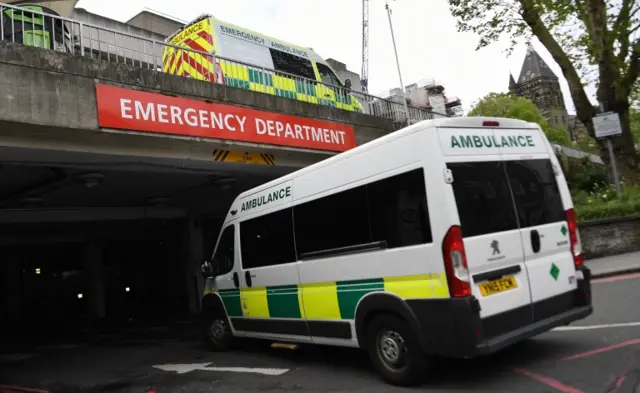 Ambulance arriving at London hospital