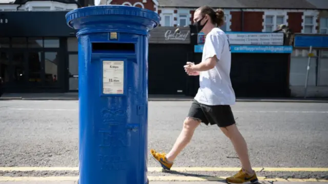 Blue postbox