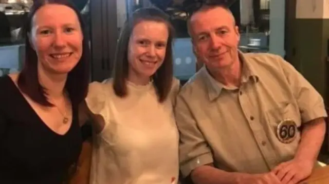 Pete Davies, pictured with daughters Emma Crawford and Claire O'Brien