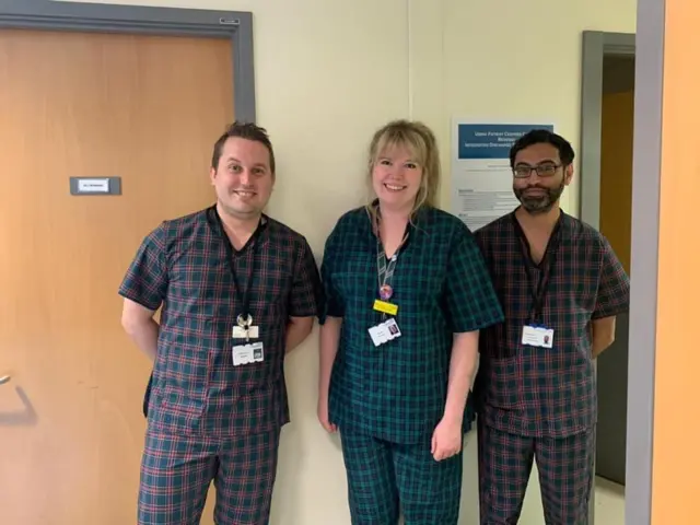 Medical staff in new scrubs