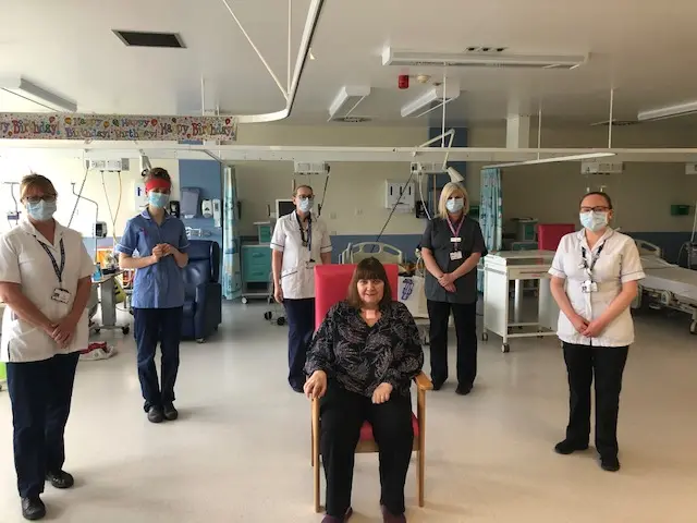 Mrs McDonald with staff at the QMC