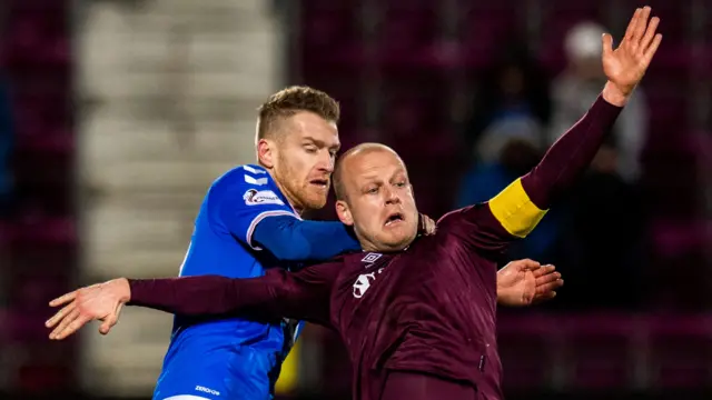 Rangers' Steven Davis and Hearts' Steven Naismith