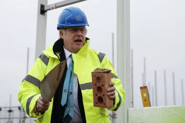 Boris Johnson on a construction site