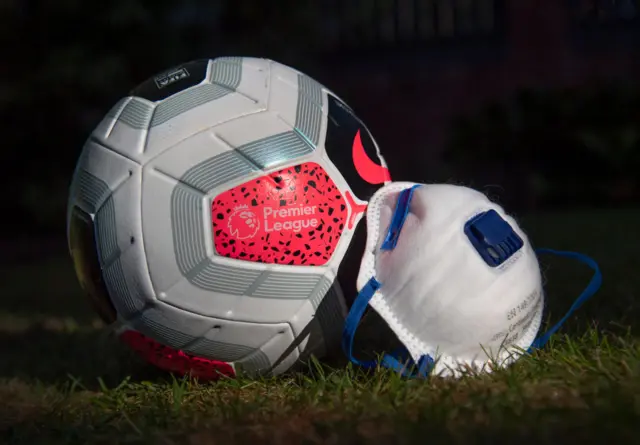 Premier League ball and mask